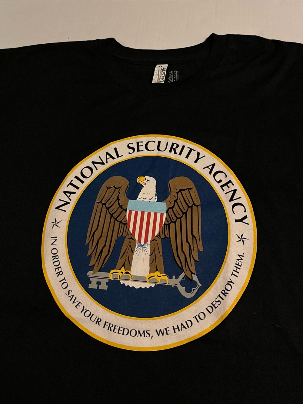 NEW National Security Agency NSA Seal Logo PARODY T-Shirt XL Flag Military Funny